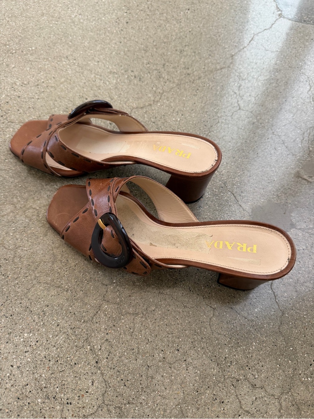 Prada Brown Leather Mules - Picture 2 of 7